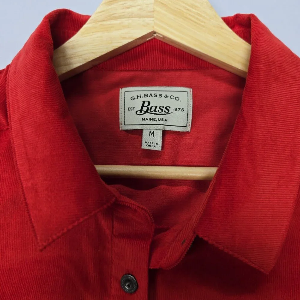 NWT G.H. Bass & Co. Red Corduroy Button-Up Shirt Dress - Medium - Picture 3 of 11